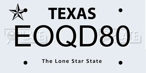 EOQD80 Texas License Plate