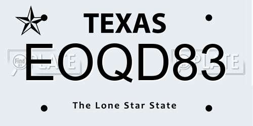 EOQD83 Texas License Plate