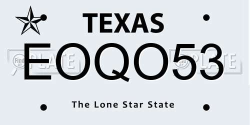 EOQO53 Texas License Plate
