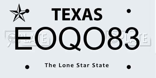 EOQO83 Texas License Plate