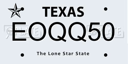 EOQQ50 Texas License Plate
