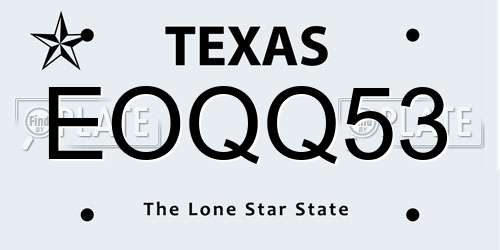 EOQQ53 Texas License Plate