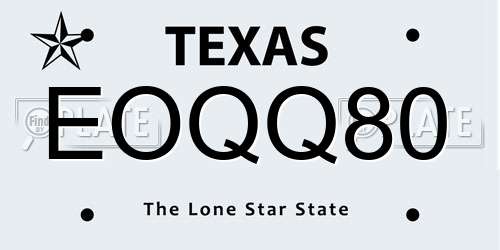 EOQQ80 Texas License Plate