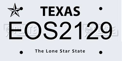 EOS2129 Texas License Plate