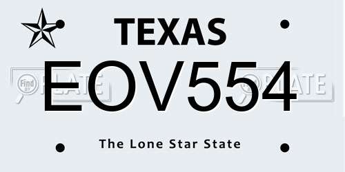 EOV554 Texas License Plate