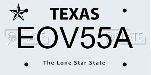 EOV55A Texas License Plate