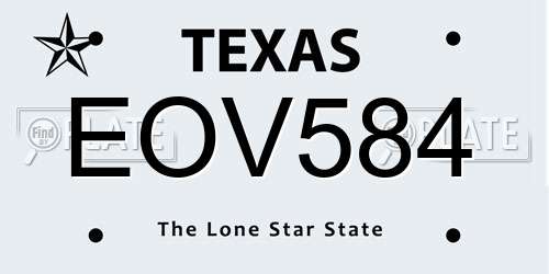 EOV584 Texas License Plate