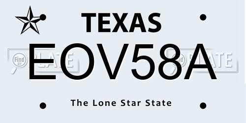 EOV58A Texas License Plate