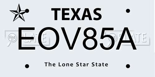 EOV85A Texas License Plate