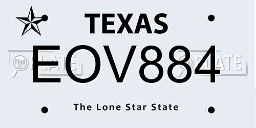 EOV884 Texas License Plate