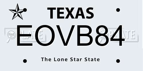 EOVB84 Texas License Plate