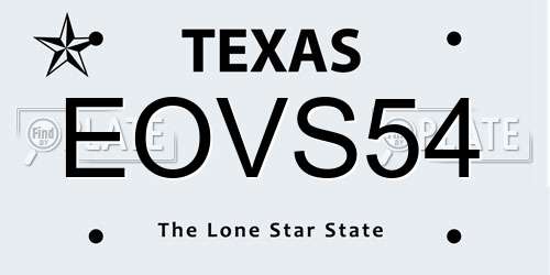 EOVS54 Texas License Plate