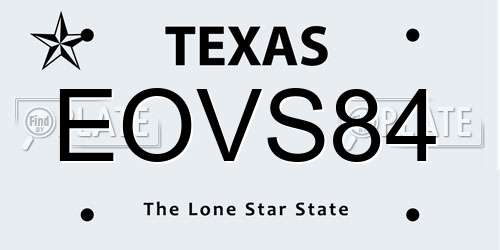 EOVS84 Texas License Plate
