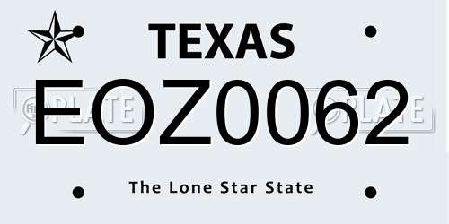 EOZ0062 Texas License Plate