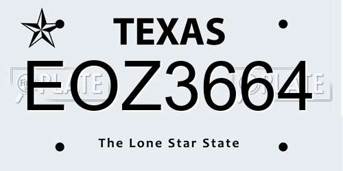 EOZ3664 Texas License Plate