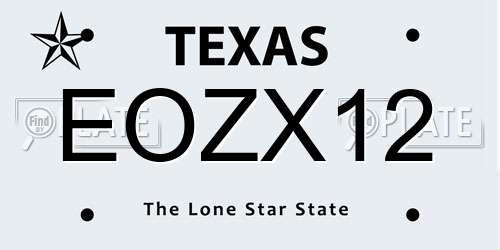 EOZX12 Texas License Plate