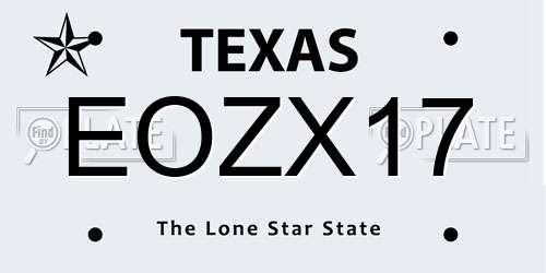 EOZX17 Texas License Plate