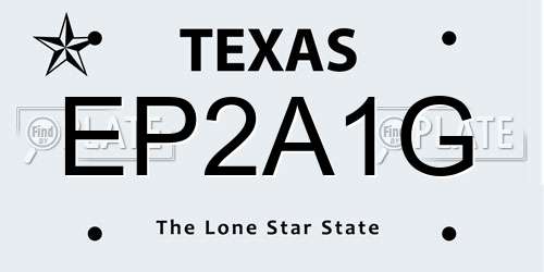 EP2A1G Texas License Plate