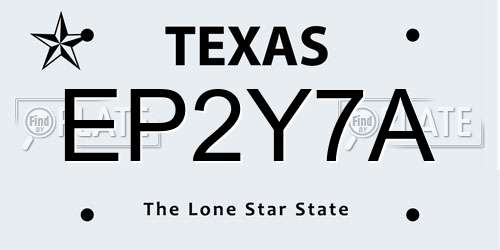 EP2Y7A Texas License Plate