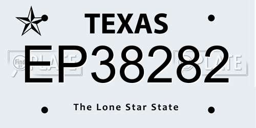 EP38282 Texas License Plate