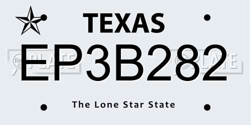 EP3B282 Texas License Plate