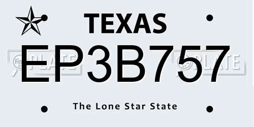EP3B757 Texas License Plate