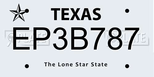 EP3B787 Texas License Plate
