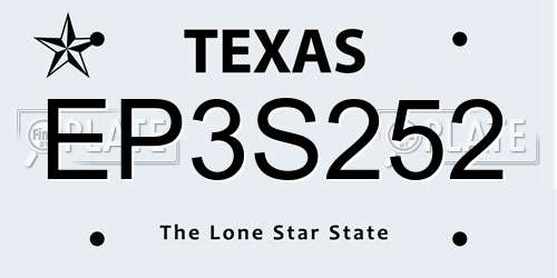 EP3S252 Texas License Plate