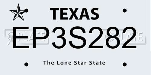 EP3S282 Texas License Plate