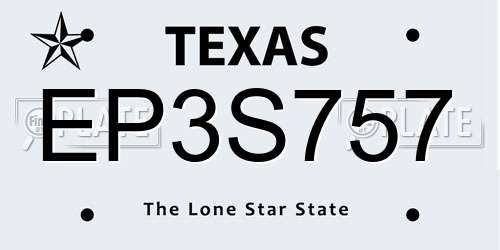 EP3S757 Texas License Plate