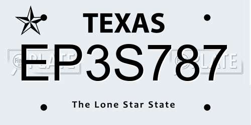 EP3S787 Texas License Plate