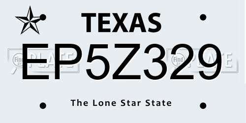 EP5Z329 Texas License Plate