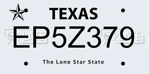 EP5Z379 Texas License Plate