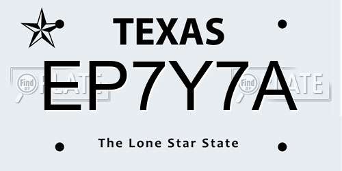 EP7Y7A Texas License Plate