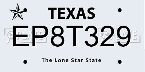 EP8T329 Texas License Plate