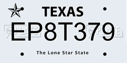 EP8T379 Texas License Plate