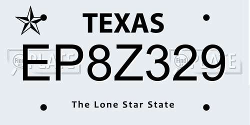 EP8Z329 Texas License Plate