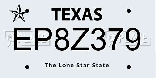 EP8Z379 Texas License Plate