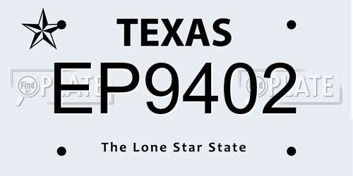 EP9402 Texas License Plate