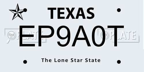 EP9A0T Texas License Plate