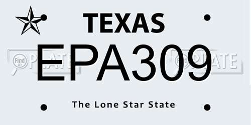 EPA309 Texas License Plate