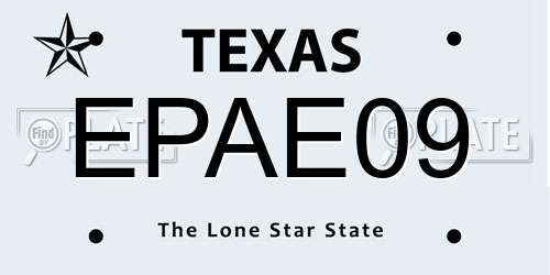 EPAE09 Texas License Plate