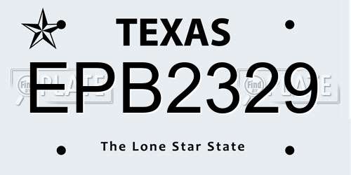 EPB2329 Texas License Plate
