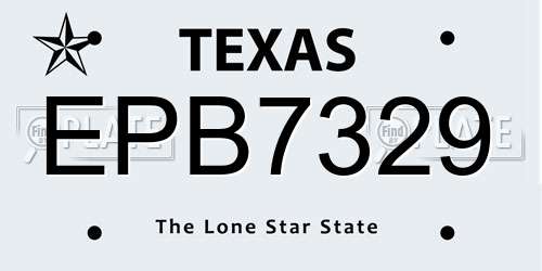 EPB7329 Texas License Plate
