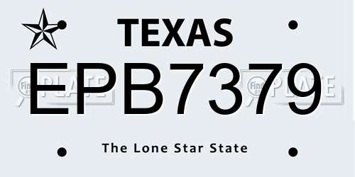 EPB7379 Texas License Plate