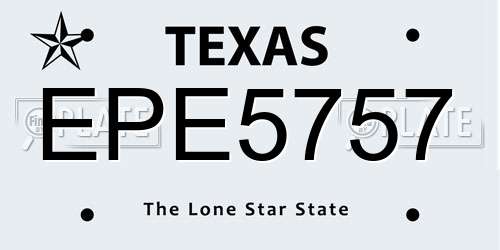 EPE5757 Texas License Plate