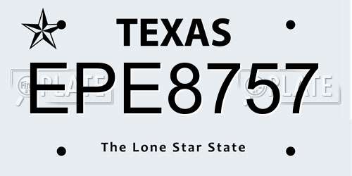 EPE8757 Texas License Plate