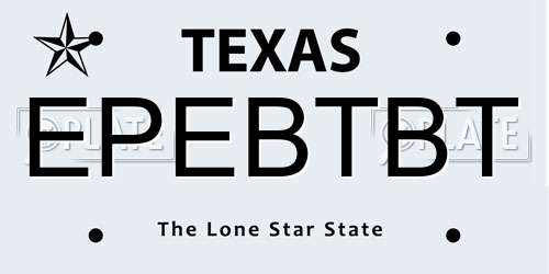 EPEBTBT Texas License Plate