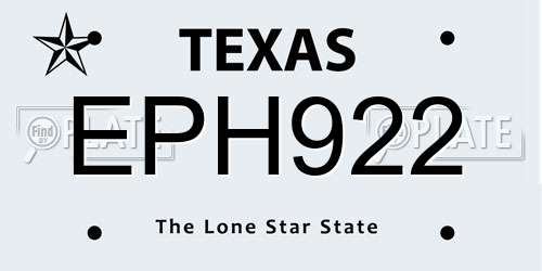 EPH922 Texas License Plate