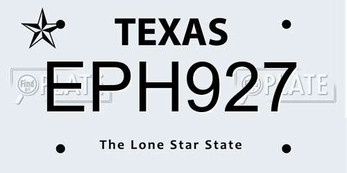 EPH927 Texas License Plate